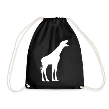Giraffe Dinosaur Giraffe With Dino Head - Funny Gi - Drawstring Bag - black - Front