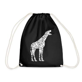 Giraffe Dino Funny Giraffe With Dinosaur Head - Fu - Drawstring Bag - black - Front