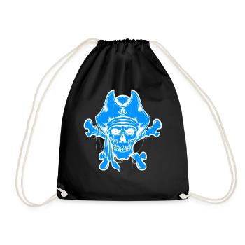 Totenkopf Pirat Piraten Piratenflagge Totenschädel - Turnbeutel - Schwarz - Vorne