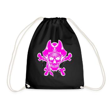 Totenkopf Pirat Piraten Piratenflagge Totenschädel - Turnbeutel - Schwarz - Vorne