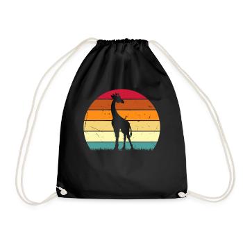 Girafe Coucher de soleil Girafe Amoureux Rétro Girafe - Sac de sport léger - noir - Devant