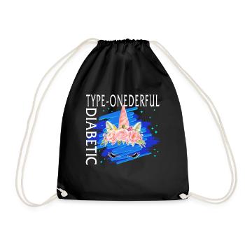 Diabetes Awareness Shirt, Type Onederful Diabetic - Drawstring Bag - black - Front
