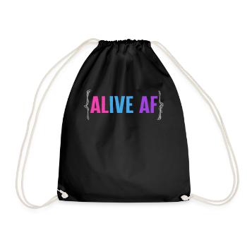 Thyroid Cancer Awareness Shirt, Alive AF Thyroid - Drawstring Bag - black - Front