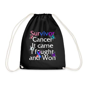 Thyroid Cancer Awareness Shirt, Survivor Cancer - Drawstring Bag - black - Front