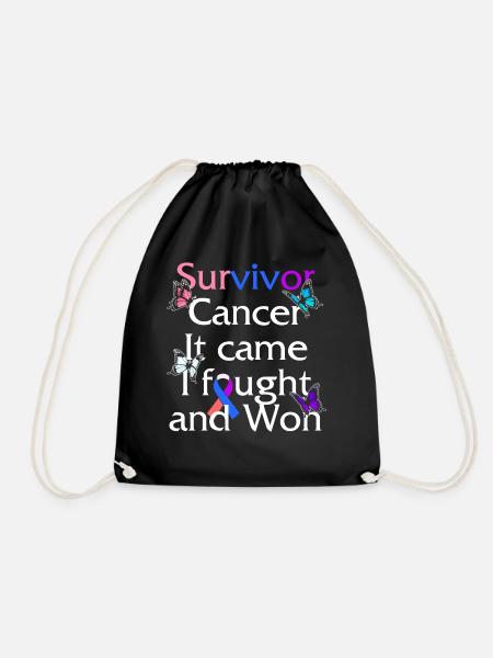 Thyroid Cancer Awareness Shirt, Survivor Cancer - Drawstring Bag - black