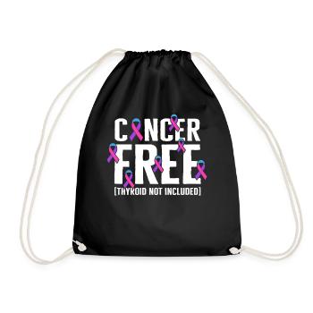 Thyroid Cancer Awareness Shirt, Cancer Free - Drawstring Bag - black - Front