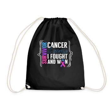 Thyroid Cancer Awareness Shirt, Survivor Cancer - Drawstring Bag - black - Front