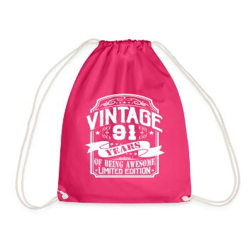 Birthday Vintage 91 Years Limited Edition - Drawstring Bag - fuchsia - Front