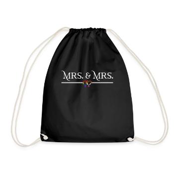 Mrs. & Mrs. - Lesbian Wedding Gay Marriage - Drawstring Bag - black - Front