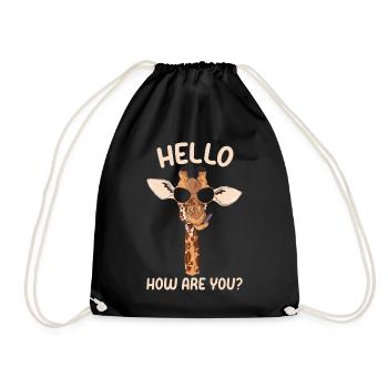 Giraffe Lover Giraffe Hello How Are You - Funny Gi - Drawstring Bag - black - Front