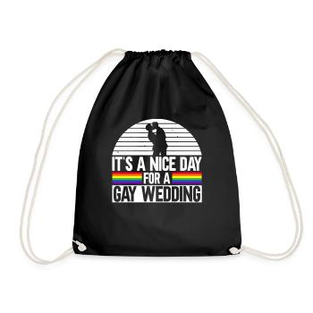 It's a beautiful day for a gay wedding - Drawstring Bag - black - Front