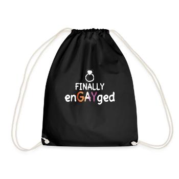 Finally EnGAYged - Lesbian Wedding - Gay Marriage - Drawstring Bag - black - Front