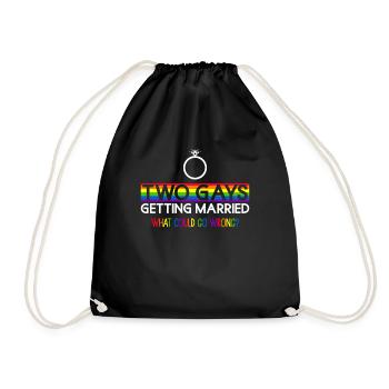 Gay Groom Gay Wedding Gay - Drawstring Bag - black - Front