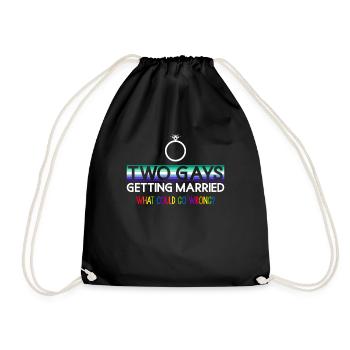 Gay Groom Gay Wedding Gay - Drawstring Bag - black - Front
