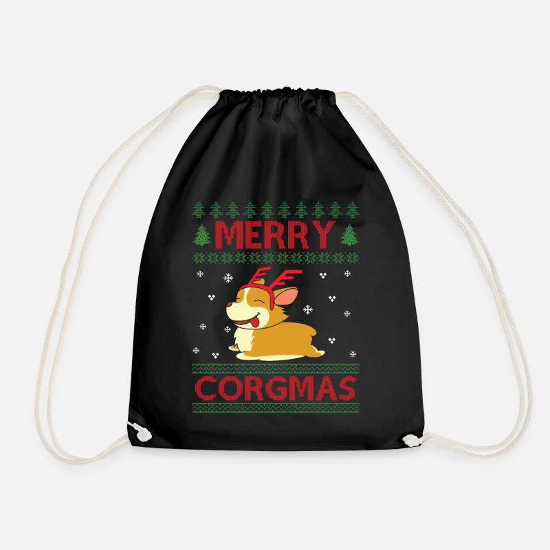 Merry Corgmas Dog Saying Ugly Christmas - Turnbeutel - Schwarz