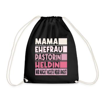 Pastorin Mama Ehefrau Heldin - Turnbeutel - Schwarz - Vorne