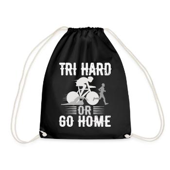 Tri Hard Or Go Home Triathlon - Drawstring Bag - black - Front
