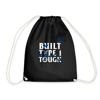 Diabetes Awareness Shirt, Built Type 1 Tough Blue - Drawstring Bag - black - Front