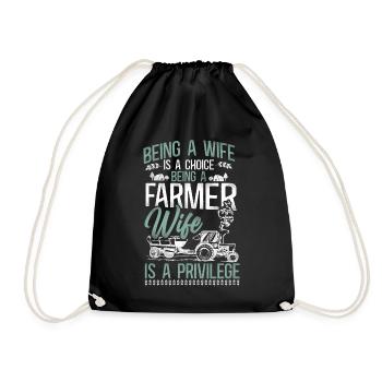 Farming Farmer Wife Tractor - Drawstring Bag - black - Front