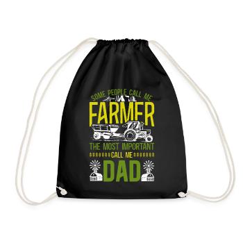 Farming Farmer Dad Father Tractor - Drawstring Bag - black - Front
