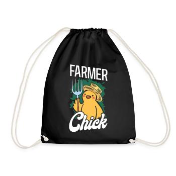 Farming Farmer Girl Chicken Farmer - Turnbeutel - Schwarz - Vorne