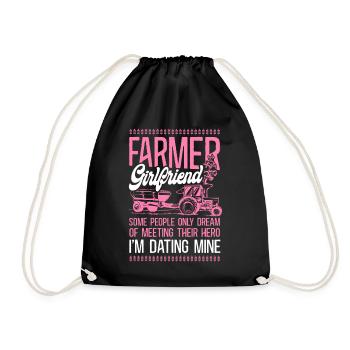 Farming Farmer Girl Tractor Farmer - Drawstring Bag - black - Front