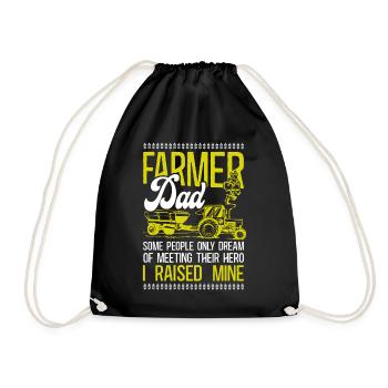 Farming Farmer Dad Father Tractor - Drawstring Bag - black - Front
