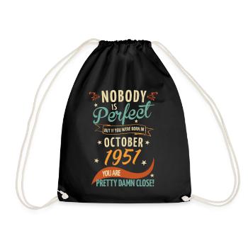 Nobody is perfect born in October 1951 - Drawstring Bag - black - Front