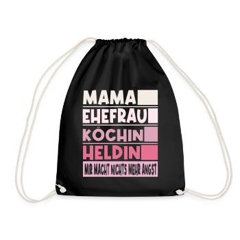 Köchin Mama Ehefrau Heldin - Turnbeutel - Schwarz - Vorne