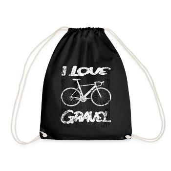 Gravel Bike - I Love Gravel - Drawstring Bag - black - Front