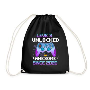 Niveau 3 Débloqué Génial depuis 2020 Funny Gamer - Sac de sport léger - noir - Devant