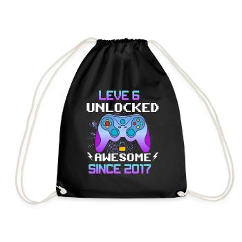 Level 6 freigeschaltet Fantastisch seit 2017 Funny Gamer - Turnbeutel - Schwarz - Vorne