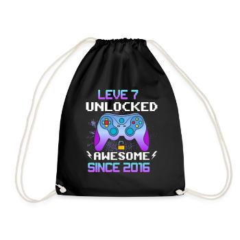 Niveau 7 débloqué génial depuis 2016 Funny Gamer - Sac de sport léger - noir - Devant