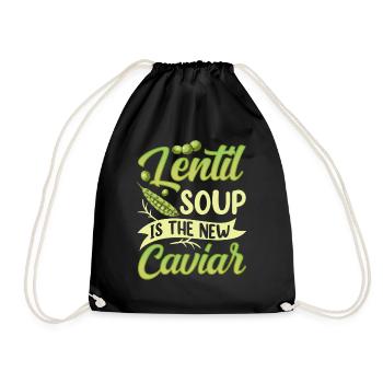 Linsensuppe Ist Der Neue Kaviar Linse Linsen - Turnbeutel - Schwarz - Vorne