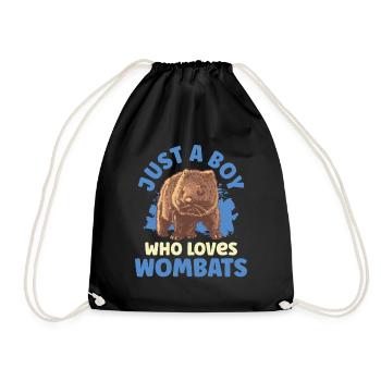 Boy who wombat loves Australia marsupial - Drawstring Bag - black - Front
