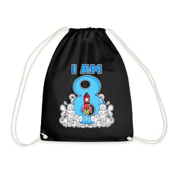 Junge 8 Jahre alt - 8. Geburtstag Geschenk - Turnbeutel - Schwarz - Vorne