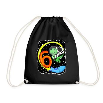 Jeune astronaute dinosaure de 6 ans - Sac de sport léger - noir - Devant