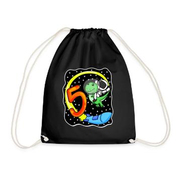 Jeune astronaute dinosaure de 5 ans - Sac de sport léger - noir - Devant