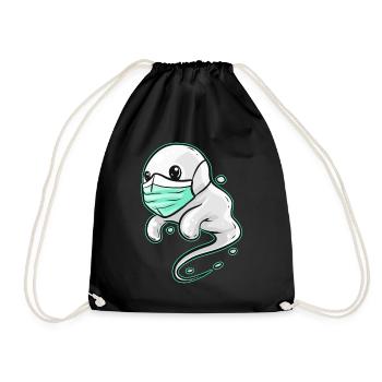 Spirit Ghost Wearing A Face Mask On Halloween - Drawstring Bag - black - Front