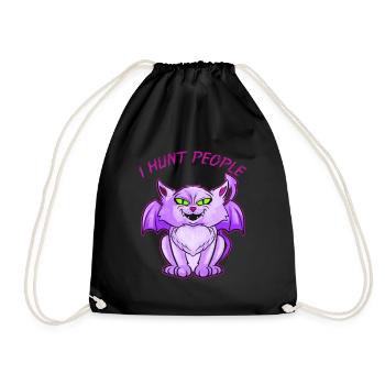Evil Cat With Wings I Hunt People On Halloween - Drawstring Bag - black - Front