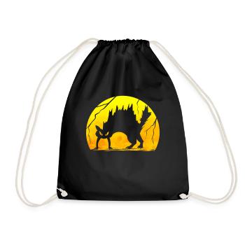 Scary Scared Black Cat Makes A Hump on Halloween - Drawstring Bag - black - Front