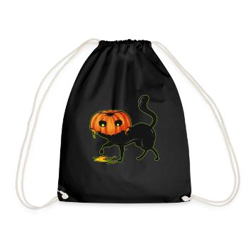 Chat noir avec un chapeau de costume de citrouille pour Halloween - Sac de sport léger - noir - Devant