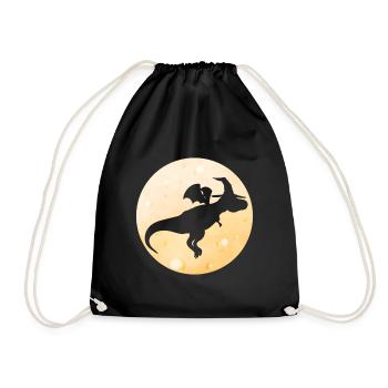 Un dragon magique avec un chapeau volant près de la lune - Sac de sport léger - noir - Devant