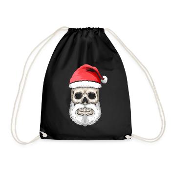 Crâne Santa Chapeau et Barbe Noël Halloween - Sac de sport léger - noir - Devant
