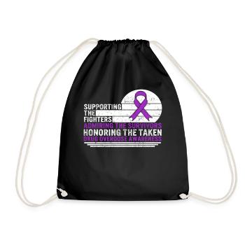Drug Overdose Awareness Shirt, Supporting The - Drawstring Bag - black - Front