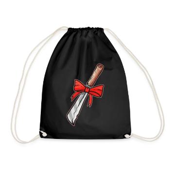 Knife With Bow As Present For Christmas Halloween - Turnbeutel - Schwarz - Vorne