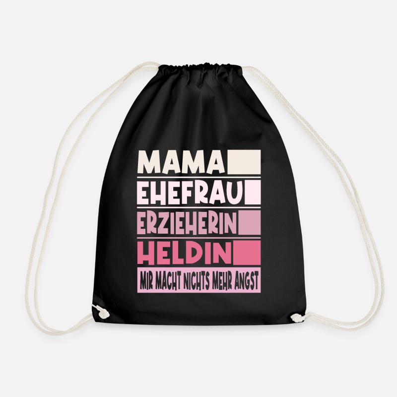 Erzieherin Mama Ehefrau Heldin - Turnbeutel - Schwarz
