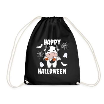 Costume de vache Joyeux Halloween Citrouille Chauve-souris - Sac de sport léger - noir - Devant