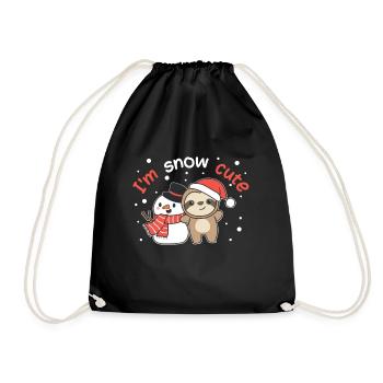 Sloth I'm snow cute snowman snow pun - Drawstring Bag - black - Front