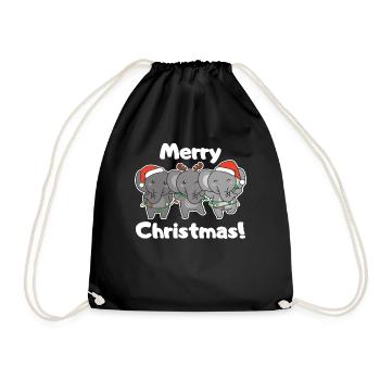 Elephant Christmas Animals Elephant Merry Christmas - Drawstring Bag - black - Front